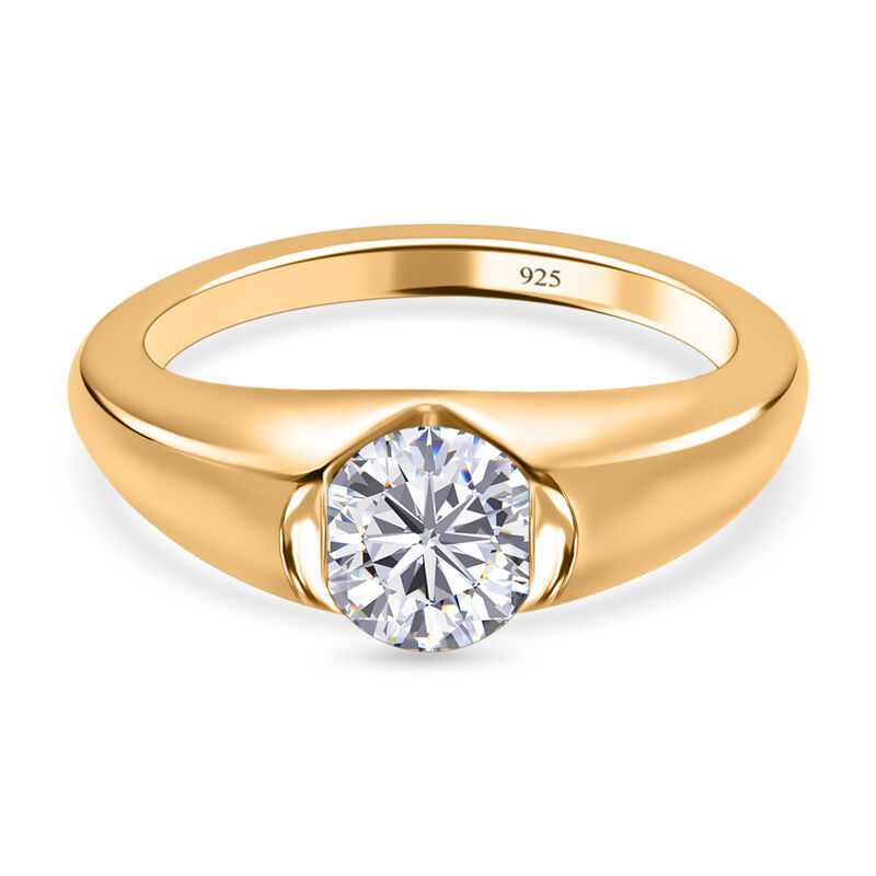 Moissanit Ring, 925 Silber Gelbgold Vermeil ca. 0.76 ct