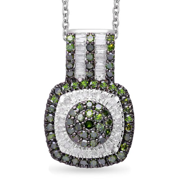 Grüner und weißer Diamant-Anhänger mit 50cm Kette - 0,98 ct. image number 0