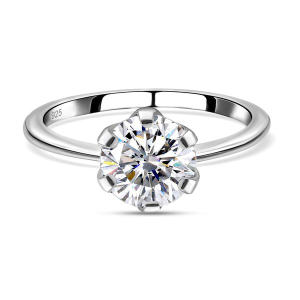 88 Facetten Moissanit-Ring, 925 Silber platiniert, ca. 0,74 ct image number 0