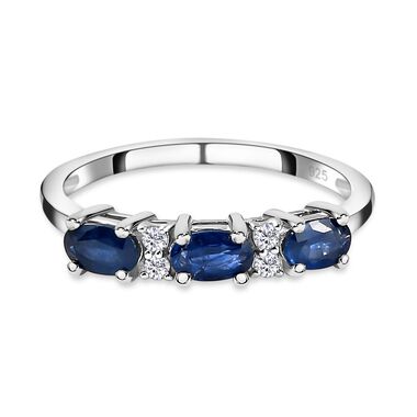 Blauer Saphir und weißer Zirkon-Ring - 0,94 ct.