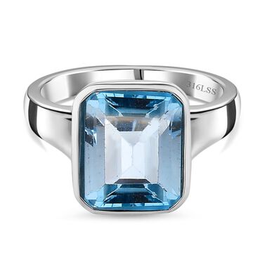 Himmelblauer Topas Ring Edelstahl (Größe 16.00) ca. 5,29 ct