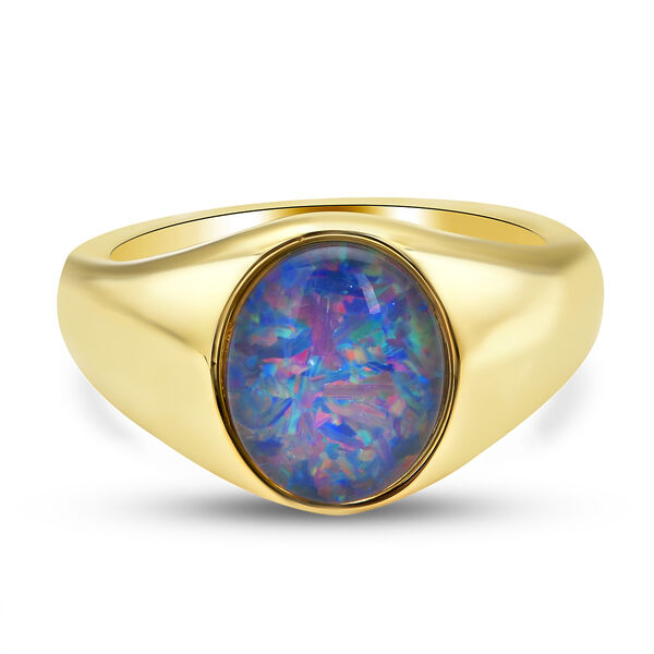 Boulder Opal Triplett-Ring, 925 Silber vergoldet  ca. 2,02 ct image number 0