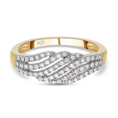 Weißer Diamant Ring, 925 Silber Gelbgold Vermeil (Größe 21.00) ca. 0.33 ct