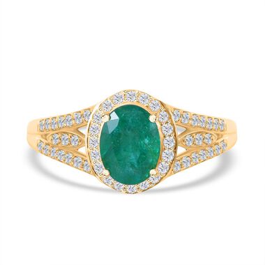 AAA Kagem sambischer Smaragd und Diamant-Ring in 585 Gelbgold - 1,56 ct.