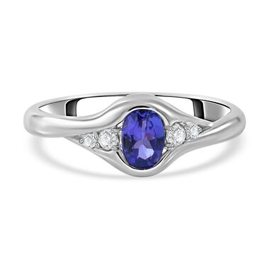 AAA Tansanit und Zirkon Ring - 0,61 ct.