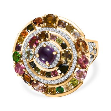 GP Celestial Dream Kollektion- Multi-Turmaline, afrikanischer Amethyst, Zirkon und blauer Saphir-Ring - 6,03 ct.