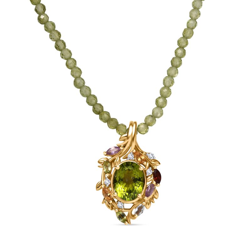 Peridot und Multi-Edelstein-Anhänger mit 45cm Kette - 23,84 ct. image number 0