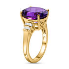 Afrikanischer Amethyst und weißer Diamant-Ring, 925 Silber vergoldet (Größe 17.00) ca. 7.12 ct image number 4