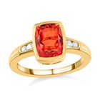 Padparadscha Triplette Quarz und weißer Zirkon-Ring, 925 Silber vergoldet (Größe 21.00) ca. 2.62 ct image number 3