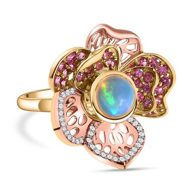 GP Italian Garden Kollektion - AA natürlicher, äthiopischer Welo Opal, Rhodolith Granat und Multi-Edelstein-Ring - 2,33 ct.