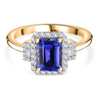 AA Tansanit and Diamant Ring in 585 Gelbgold - 2,07 ct.