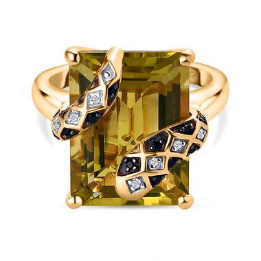 GP Italian Garden Kollektion - Ouro Verde Quarz, Zirkon, schwarzer Spinell und Kanchanaburi blauer Saphir-Ring - 11,66 ct.