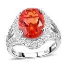 Padparadscha Triplette Quarz und weißer Zirkon-Ring, 925 Silber platiniert (Größe 21.00) ca. 7.71 ct image number 3