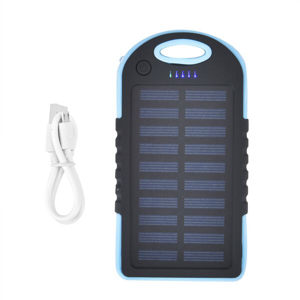 Solarbetriebene Powerbank mit USB Anschluss, Himmelblau image number 0