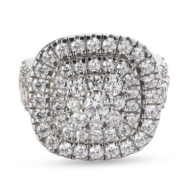 LUSTRO STELLA Hergestellt mit ZIRKONIA Cluster Ring 925 Silber Platin-Überzug (Größe 16.00) ca. 4,32 ct