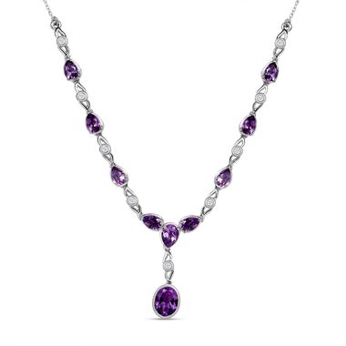 Natürliche, marokkanische Amethyst und Zirkon-Halskette, 45 cm - 5,58 ct.