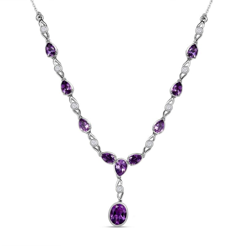 Natürliche, marokkanische Amethyst und Zirkon-Halskette, 45 cm - 5,58 ct. image number 0