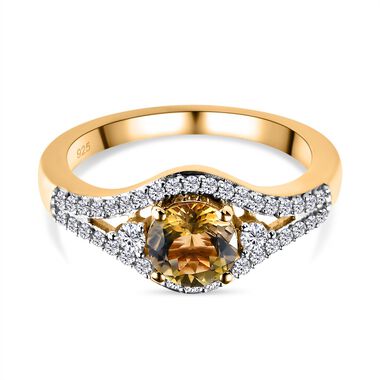 Natürlicher, goldener Tansanit und weißer Zirkon-Ring - 1,56 ct.