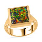 Lab Created schwarzen Opal Ring, 925 Silber Gelbgold Vermeil, (Größe 19.00) ca. 2.45 ct image number 3