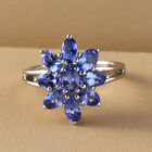 AAA Tansanit Blumen-Ring, 925 Silber platiniert  ca. 2,30 ct image number 1