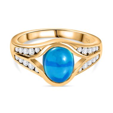 AA Miami blauer Welo Opal und Zirkon-Ring- 1,56 ct.