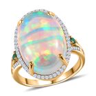 AAAA Natürlicher, äthiopischer Welo Opal, Diamant und kolumbianischer Smaragd-Ring in 585 Gold - 9,01 ct. image number 5