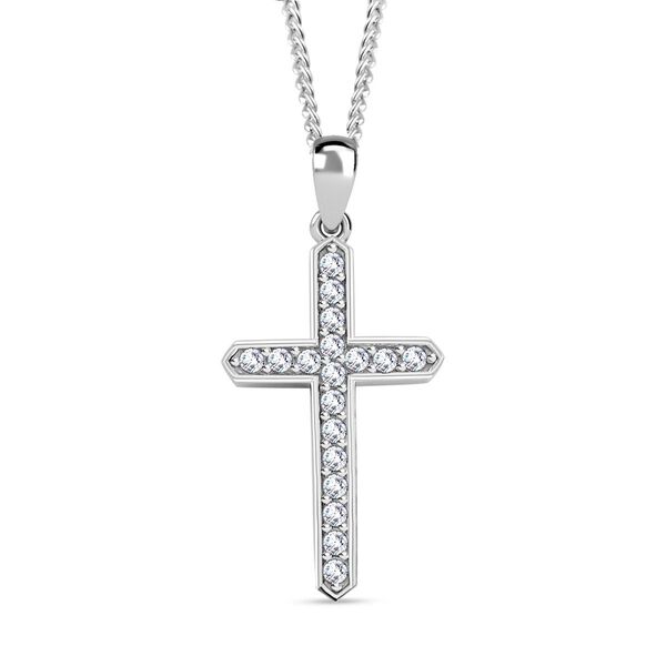 Moissanit Kreuz Anhänger mit 45cm Kette - 0,45 ct. image number 0