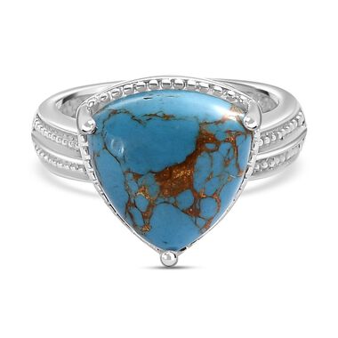 Blauer Türkis Ring, Edelstahl (Größe 21.00) ca. 5.08 ct