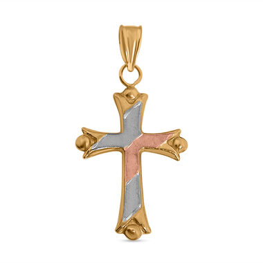 Tricolor Kreuz-Anhänger, 585 Gelbgold