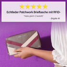 CLOSE OUT: Echtleder Patchwork Brieftasche, Nude image number 1