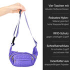 Multifunktionale RFID-geschützte Nylon Gürteltasche mit Schnellverschluss, 36x4x13cm, Lavendel image number 3