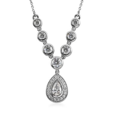 LUSTRO STELLA Hergestellt mit ZIRKONIA Halskette ca. 45 cm lange 925 Silber Platin-Überzug 5.46 ct