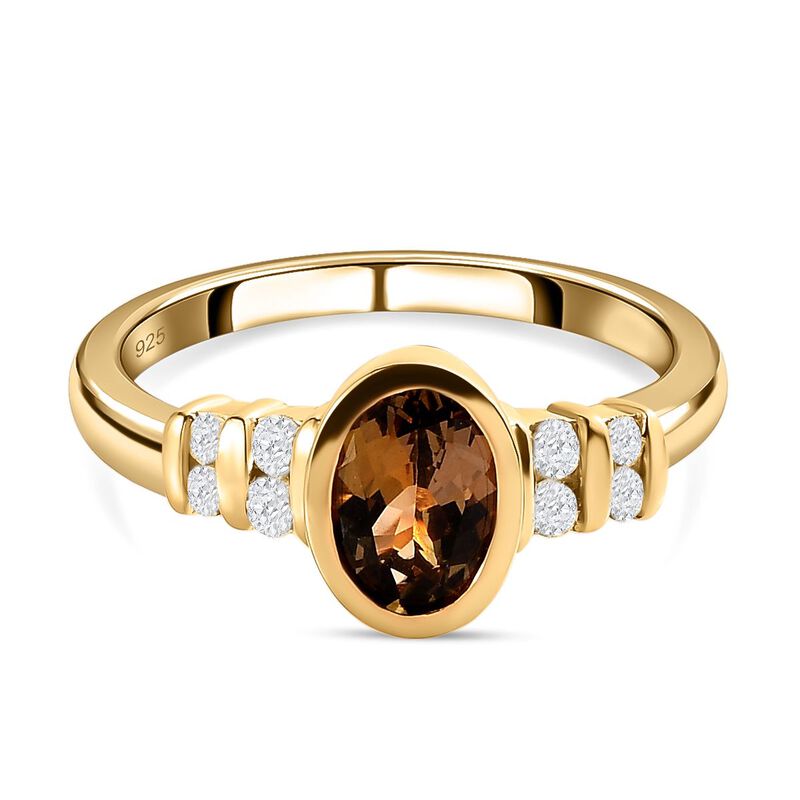 Natürlicher, goldener Tansanit und Zirkon-Ring - 1,02 ct. image number 0