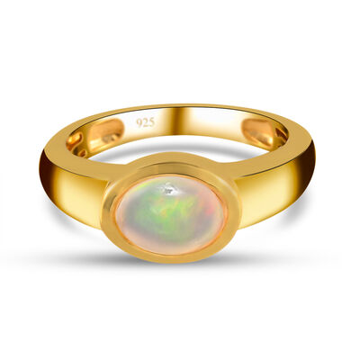 Natürlicher, äthiopischer Opal-Ring, 925 Silber Gelbgold Vermeil  ca. 0,80 ct