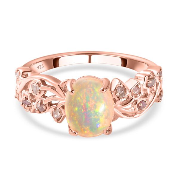 Natürlicher, äthiopischer Welo Opal und rosa Diamant-Ring - 1,44 ct. image number 0