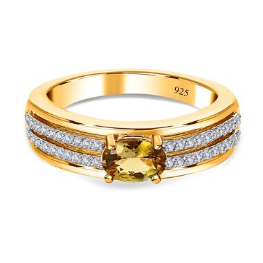 AA natürlicher, goldener Tansanit und Zirkon-Ring - 1,11 ct.