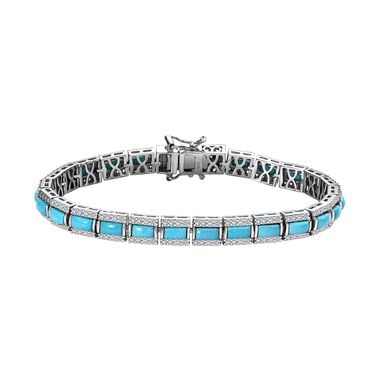 AA amerikanisches, natürliches Sleeping Beauty Türkis und Zirkon-Armband - 11,36 ct.