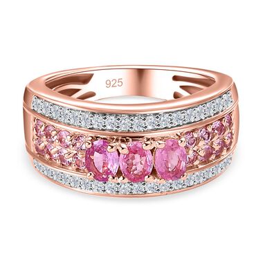 AA Rosa Saphir Ring, 925 Silber Roségold Vermeil (Größe 16.00) ca. 1.43 ct