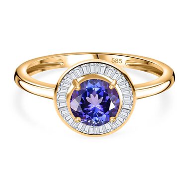 AAA Tansanit und Diamant Ring in 585 Gold - 1,13 ct.