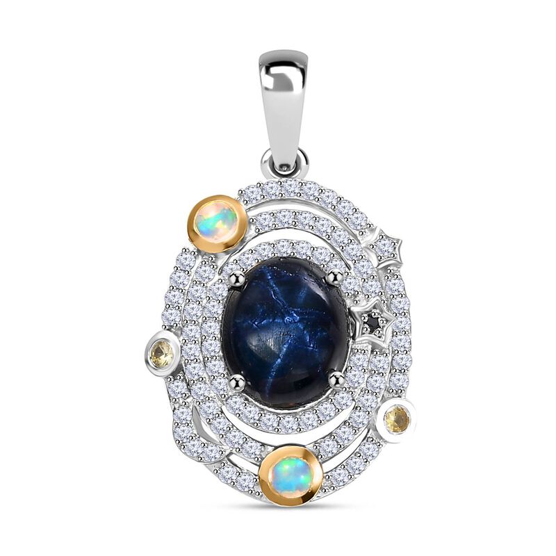 GP Celestial Dream Kollektion - AA Diffundierter Stern blauer Saphir, äthiopischer Welo Opal, Zirkon gelber und blauer Saphir-Anhänger  - 7,09 ct. image number 0