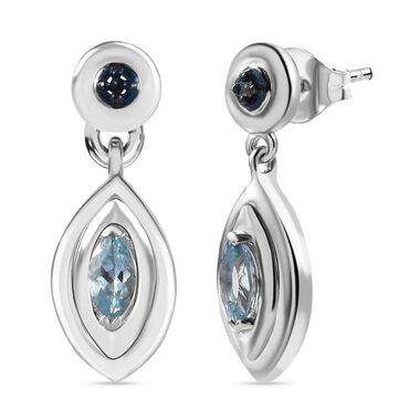 AA Espirito Santo Aquamarin, Blauer Diamant Ohrringe 925 Silber rhodiniert ca. 0.46 ct