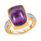 Afrikanischer Amethyst, weißer Zirkon Ring, 925 Silber vergoldet (Größe 19.00) ca. 7.97 ct image number 3