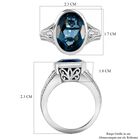 London Blau Topas und weißer Zirkon Ring, 925 Silber platiniert (Größe 19.00) ca. 8.63 ct image number 6