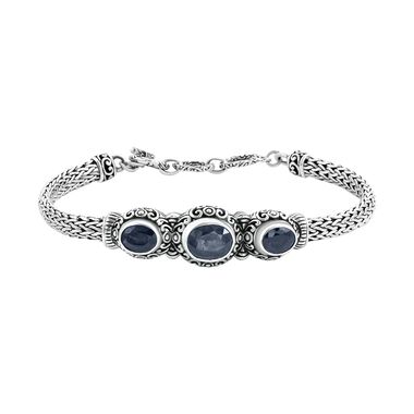 Royal Bali Kollektion - Diffundiertes, blaues Saphir-Armband, 19 cm - 6 ct.