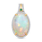 AAAA Natürlicher, äthiopischer Welo Opal, Diamant und kolumbianischer Smaragd-Anhänger in 585 Gold - 8,98 ct. image number 0