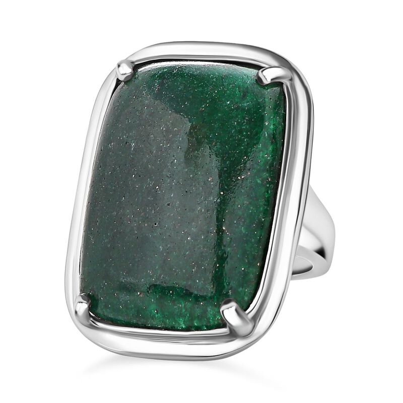 Grüner Aventurin Ring, Edelstahl (Größe 17.00) ca. 26.52 ct image number 0