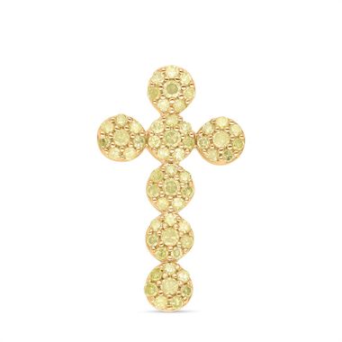 Natürlicher, gelber Diamant Kreuz-Anhänger - 0,33 ct.