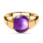 AA Afrikanischer Amethyst, weißer Zirkon Ring, 925 Silber Gelbgold Vermeil (Größe 17.00) ca. 3.99 ct image number 0