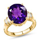 Afrikanischer Amethyst und weißer Diamant-Ring, 925 Silber vergoldet (Größe 18.00) ca. 7.19 ct image number 3