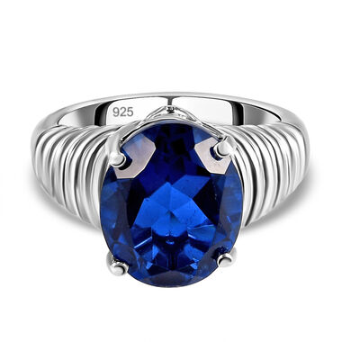 Ceylonfarbener Quarz-Ring, 925 Silber platiniert - 5,01 ct. 